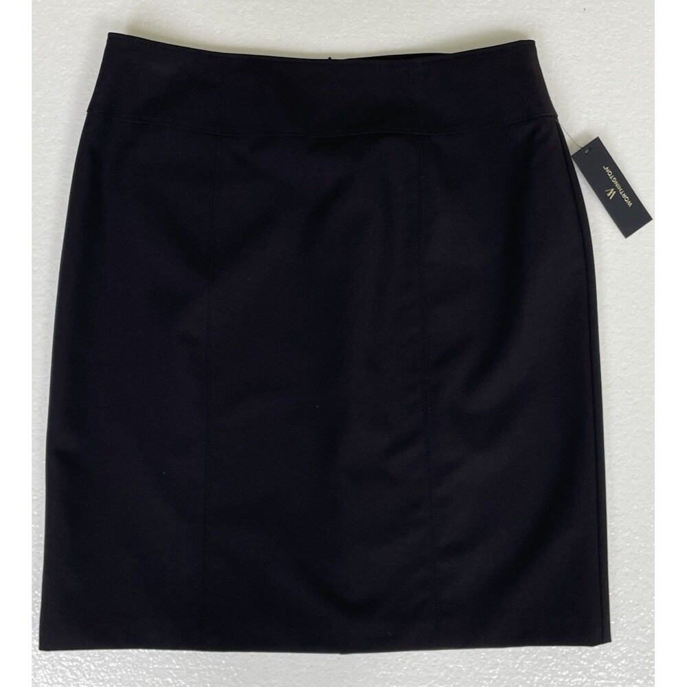 Worthington Womens Pencil Skirt Size 12 Black Knee Length Zip Back Business NWT